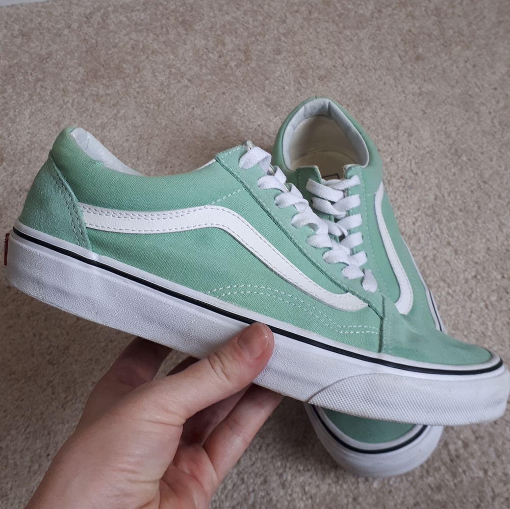 Vans Old Skool Mint Green and White Sneakers